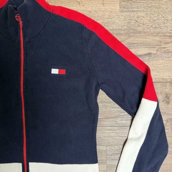 Tommy Hilfiger Navy Sweater with Red and White Trim - Picture 4 of 8